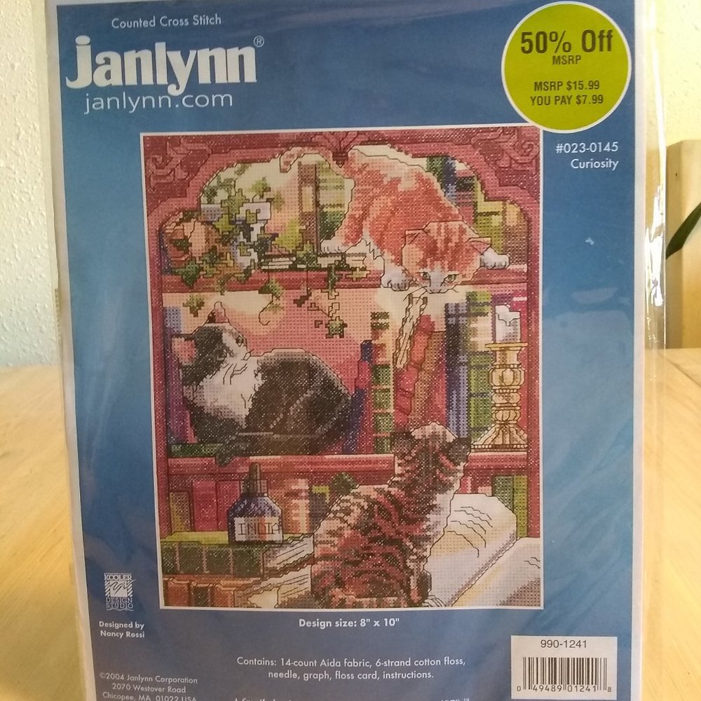 NEW Art Package: Artist Pencils and Cat Cross Stitch Kit [2004]